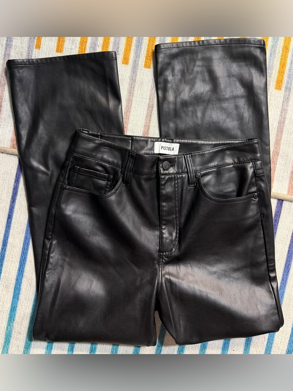 Pistola black faux leather pants 28